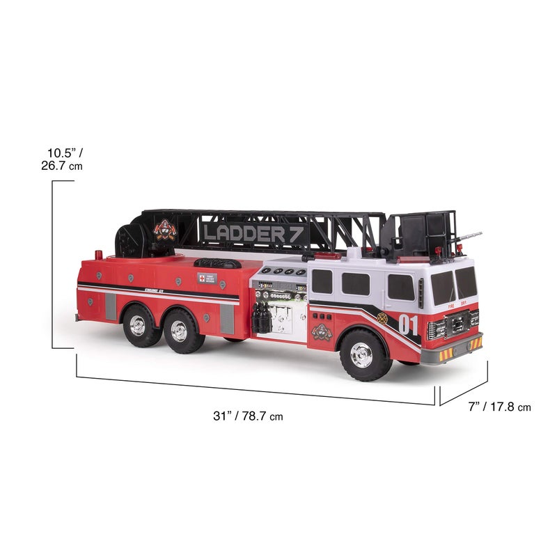 Mighty Fleet Titans 29" Jumbo Toy Fire Truck â€“ Realistic Flashing Lights, Siren Sounds & Extendable Rotating Ladder â€“ Durable, Interactive Vehicle Toy for Kids Ages 3+ - Image 5